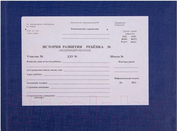 Изображение товара Медицинская карта OfficeSpace История развития ребенка / 266722 (синий)