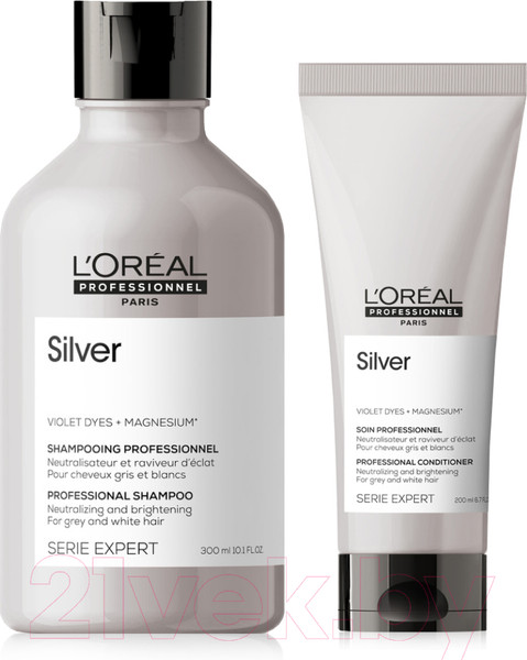 Изображение товара Набор косметики для волос L'Oreal Professionnel Silver Шампунь 300мл+Тонирующий кондиционер 200мл