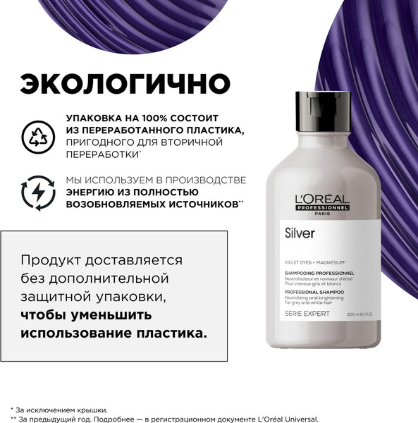 Изображение товара Набор косметики для волос L'Oreal Professionnel Silver Шампунь 300мл+Тонирующий кондиционер 200мл