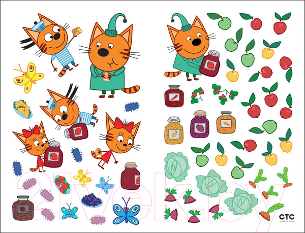 Изображение товара Развивающая книга Мозаика-Синтез Три кота. Развивающие наклейки. Сад-огород / МС12344