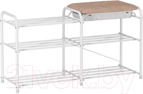 Изображение товара Полка для обуви ЗМИ Альфа 33 с сиденьем и ящиком / ПДО А33СЯ (белый)