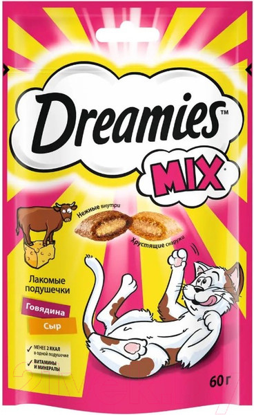 Изображение товара Лакомство для кошек Dreamies MIX с говядиной и сыром (60г)