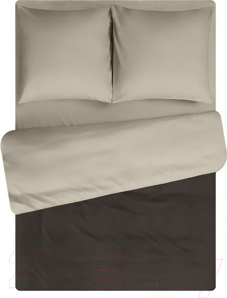 Изображение товара Комплект постельного белья Amore Mio Мако-сатин Andrew Микрофибра 1.5сп / 22230 (коричневый/светло-серый)