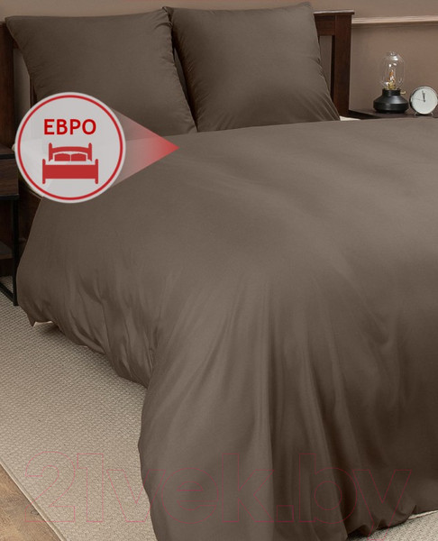 Изображение товара Комплект постельного белья Amore Mio Мако-сатин Arthur Микрофибра Евро / 22282 (кофейный/бежевый)