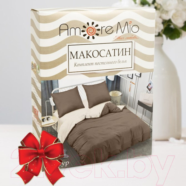Изображение товара Комплект постельного белья Amore Mio Мако-сатин Arthur Микрофибра Евро / 22282 (кофейный/бежевый)