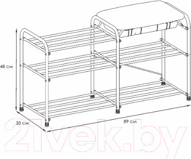 Изображение товара Полка для обуви ЗМИ Альфа 33 с сиденьем и ящиком / ПДО А33СЯ (черный)