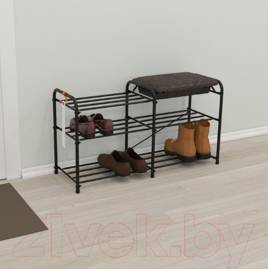 Изображение товара Полка для обуви ЗМИ Альфа 33 с сиденьем и ящиком / ПДО А33СЯ (черный)