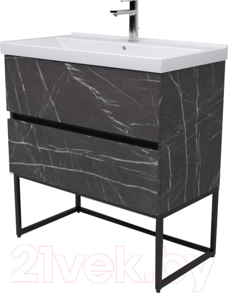 Изображение товара Тумба под умывальник Дабер 012 / Т12.8.0.12Ч (мрамор черный/черный)