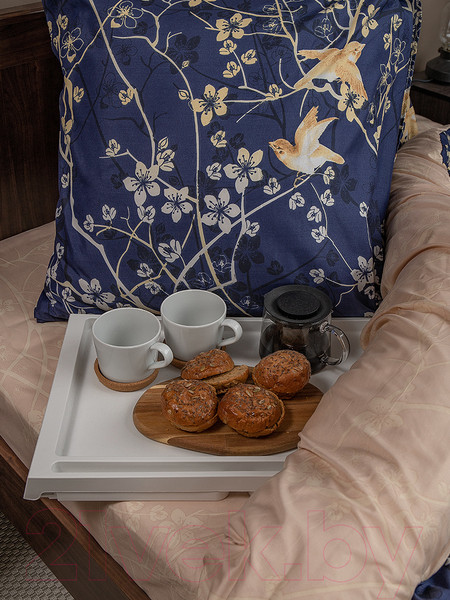 Изображение товара Комплект постельного белья Amore Mio Мако-сатин Delight Микрофибра 1.5сп / 93075 (синий/лиловый/бежевый)