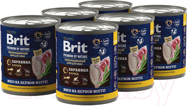 Изображение товара Влажный корм для собак Brit Premium by Nature с бараниной и рубцом / 5051182 (850г)