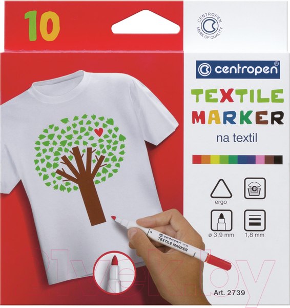 Изображение товара Набор маркеров Centropen Textil Marker 2739 / 5 2739 1001 (10шт)