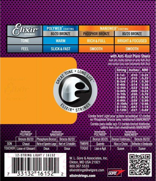 Изображение товара Струны для 12-струнной гитары Elixir Strings 16152 10-47