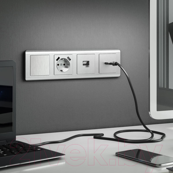 Изображение товара Декоративная заглушка для розетки Werkel W1159209 (серебристый/рифленый)