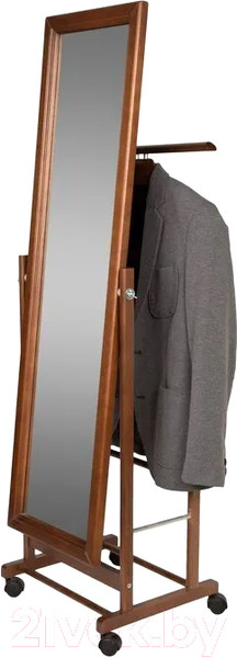 Изображение товара Стойка для одежды Мебелик Костюмная с зеркалом на колесах В 24Н (средне-коричневый)