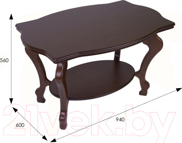 Изображение товара Журнальный столик Мебелик Берже 1 (темно-коричневый)