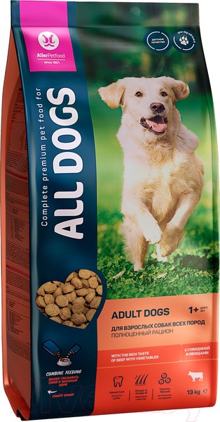 Изображение товара Сухой корм для собак All Dogs С говядиной и овощами (13кг)