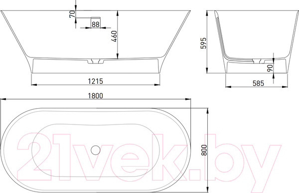 Изображение товара Ванна из искусственного мрамора Salini Mona 180x80 / 102911G