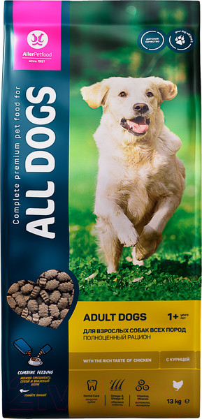 Изображение товара Сухой корм для собак All Dogs С курицей (13кг)
