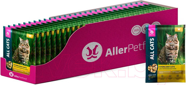 Изображение товара Влажный корм для кошек All Cats для стерилизованных кошек тефтельки с курицей в соусе (85г)