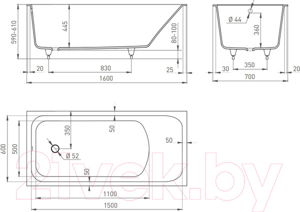 Изображение товара Ванна из искусственного мрамора Salini Orlando 160x70 / 102025M