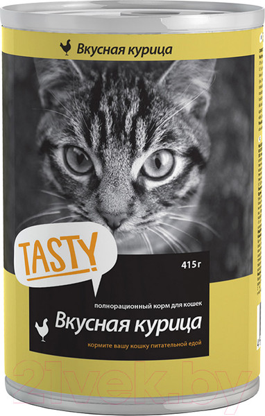 Изображение товара Влажный корм для кошек Tasty Cat С курицей в соусе (415г)