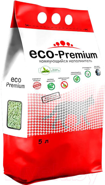 Изображение товара Наполнитель для туалета Eco-Premium Зеленый чай (5л, 1.9кг)