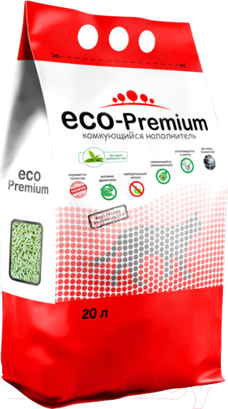 Изображение товара Наполнитель для туалета Eco-Premium Зеленый чай (20л, 7.6кг)