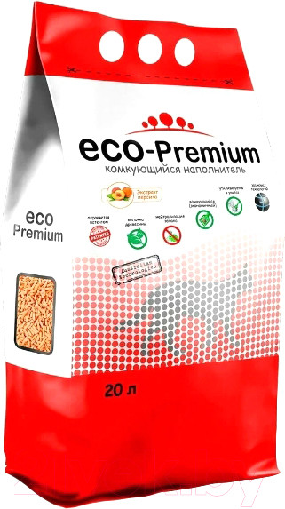 Изображение товара Наполнитель для туалета Eco-Premium Персик (20л, 7.6кг)