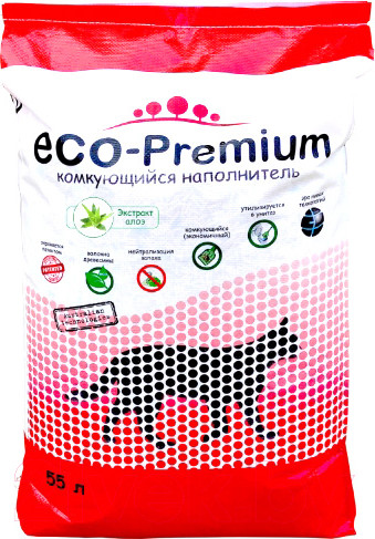 Изображение товара Наполнитель для туалета Eco-Premium Алоэ (55л, 20.2кг)