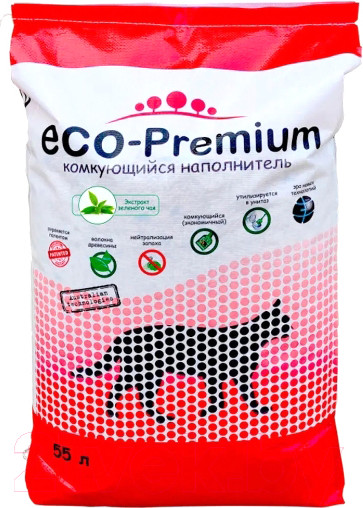 Изображение товара Наполнитель для туалета Eco-Premium Зеленый чай (55л, 20.2кг)