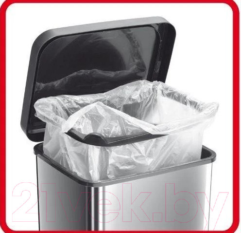 Изображение товара Контейнер для мусора Rotho Paso Treteimer с педалью / 1754011003 (20л, черный/рисунок)