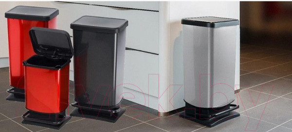 Изображение товара Контейнер для мусора Rotho Paso Treteimer с педалью / 1754011003 (20л, черный/рисунок)