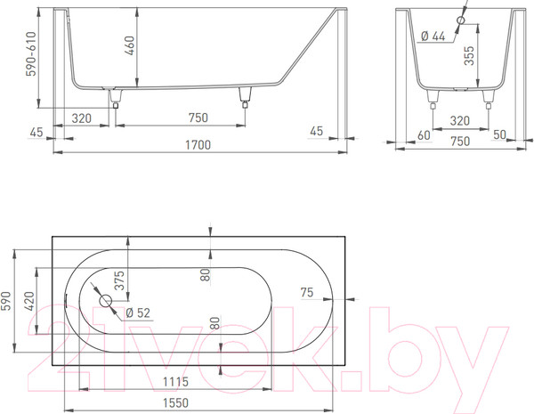 Изображение товара Ванна из искусственного мрамора Salini Ornella 170x75 / 102311M