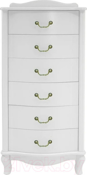 Изображение товара Комод Мебелик Джульетта узкий 6 ящиков (молочный дуб)