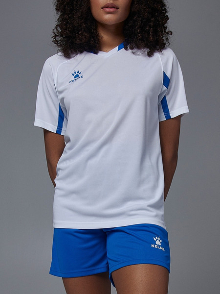 Изображение товара Футбольная форма Kelme Short-Sleeved Football Suit / 8251ZB1002-100 (XS, белый/синий)