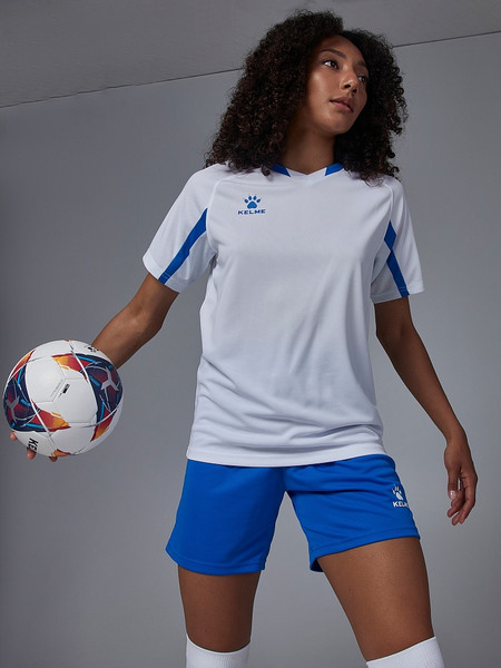 Изображение товара Футбольная форма Kelme Short-Sleeved Football Suit / 8251ZB1002-100 (XS, белый/синий)