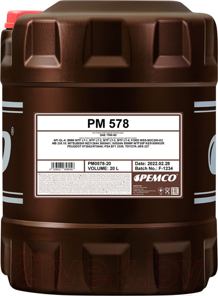 Изображение товара Трансмиссионное масло Pemco iPoid 578 75W80 GL-4 / PM0578-20 (20л)
