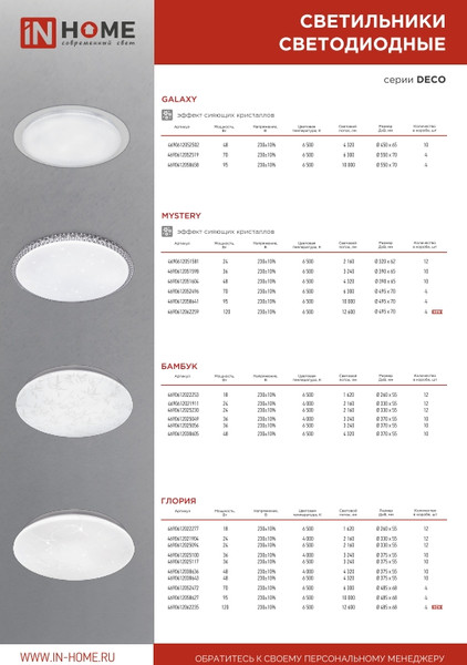 Изображение товара Потолочный светильник INhome Deco Глория / 4690612038643
