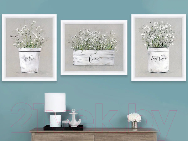 Изображение товара Картина Декарт Белые цветы 8Л3443 (в раме)