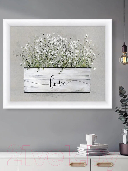 Изображение товара Картина Декарт Белые цветы 8Л3443 (в раме)