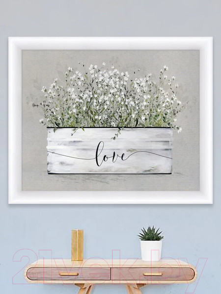 Изображение товара Картина Декарт Белые цветы 8Л3443 (в раме)