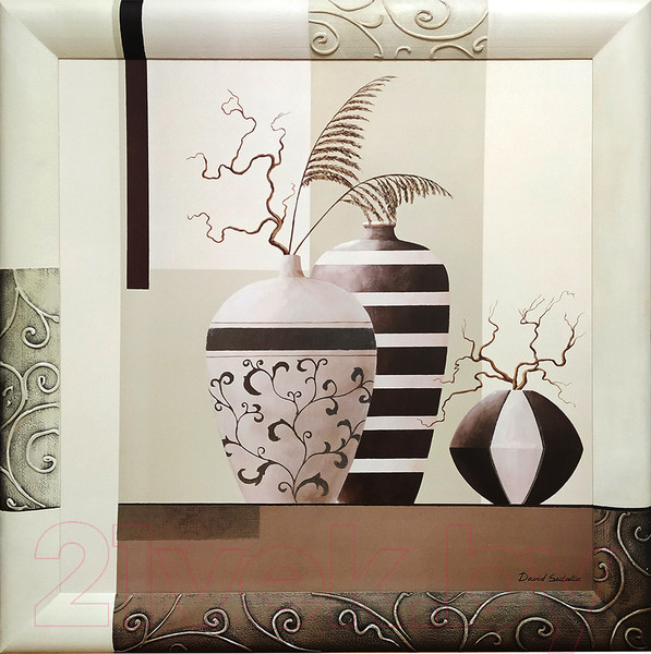 Изображение товара Картина Декарт Сухие ветки в полосатых вазах 8Л3447 (в раме)