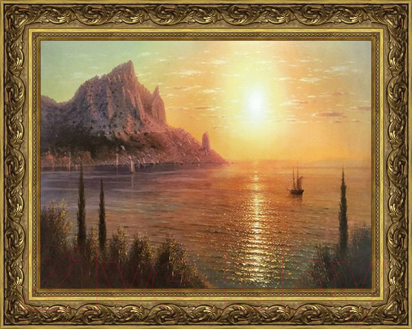 Изображение товара Картина Декарт Море и горы на закате 8Л3448 (в раме)