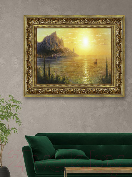 Изображение товара Картина Декарт Море и горы на закате 8Л3448 (в раме)