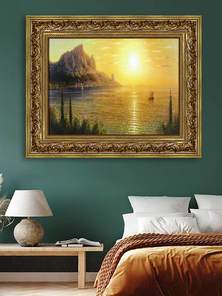 Изображение товара Картина Декарт Море и горы на закате 8Л3448 (в раме)