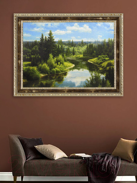 Изображение товара Картина Декарт Река в хвойном лесу 8Л3451 (в раме)