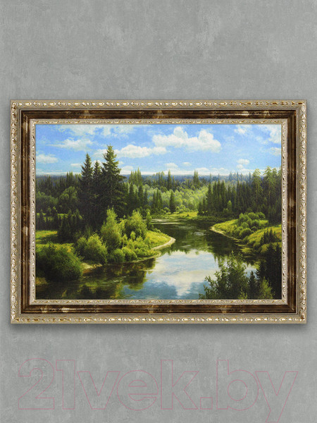 Изображение товара Картина Декарт Река в хвойном лесу 8Л3451 (в раме)