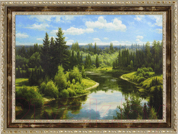 Изображение товара Картина Декарт Река в хвойном лесу 8Л3451 (в раме)