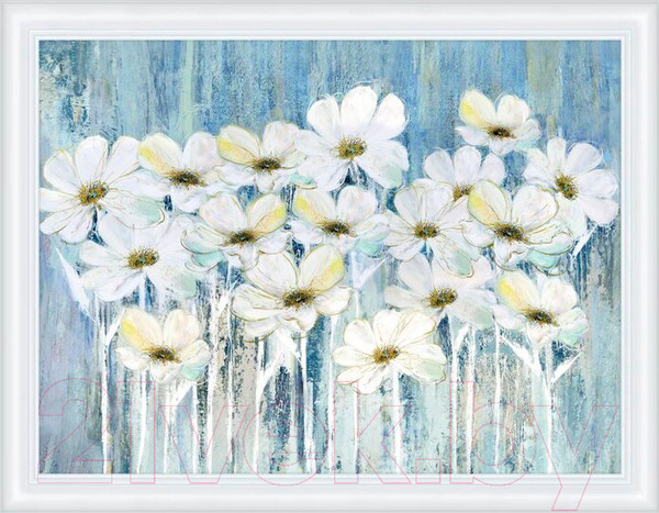Изображение товара Картина Декарт Белые цветы на голубом 8Л3450 (в раме)