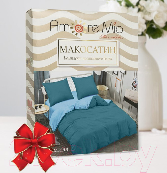 Изображение товара Комплект постельного белья Amore Mio Мако-сатин Lyudmila Микрофибра Евро 22283 (бирюзовый/голубой)